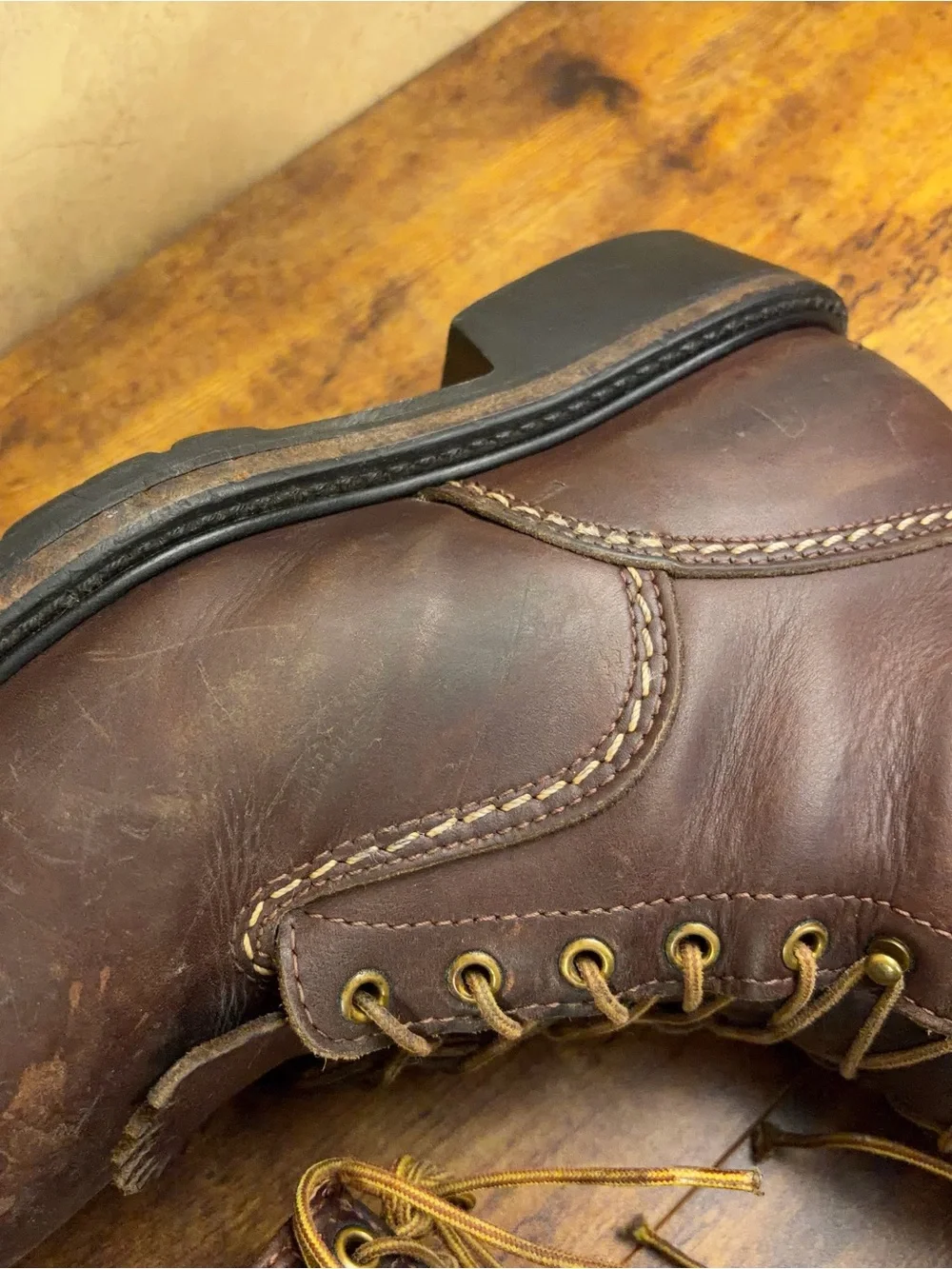 Vintage Wesco Logger Steel Toe Leather Boots Mens Size 10.5 or 11 Lace Up USA